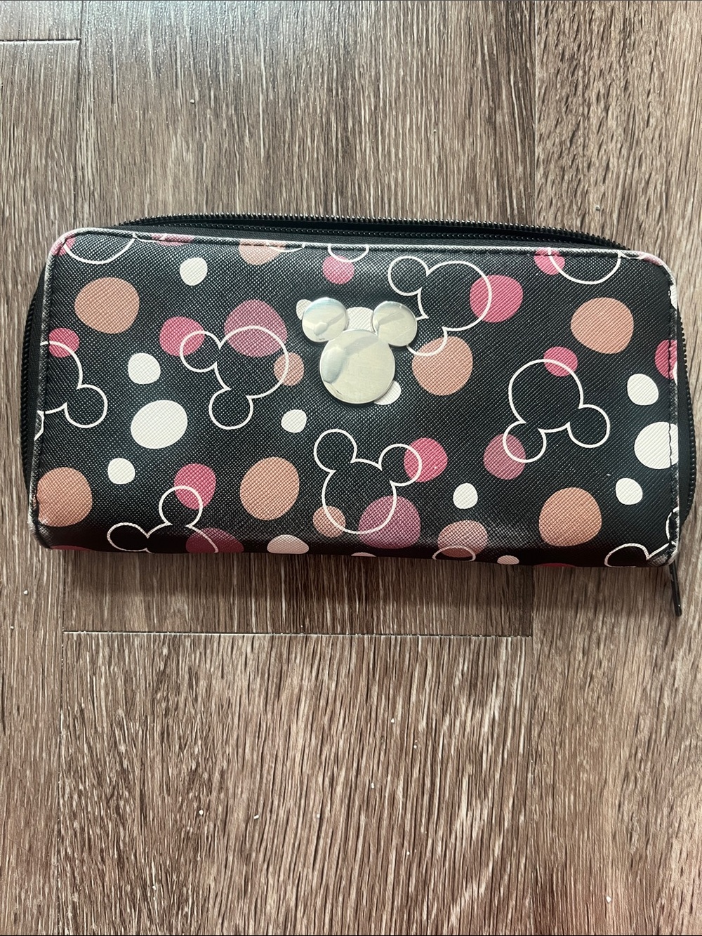 Bioworld Black Polka Dot Mickey Zip Around Wallet